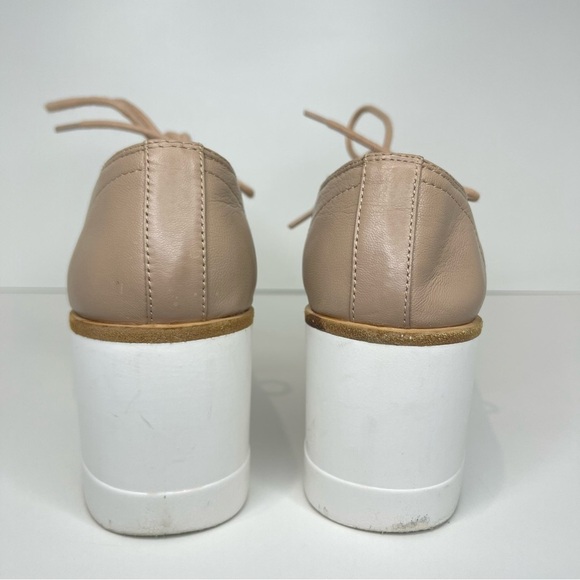 Steve Madden Women’s 8 Kimber Platform Wedge Oxfords Nude Brown Leather Shoes - Picture 4 of 11